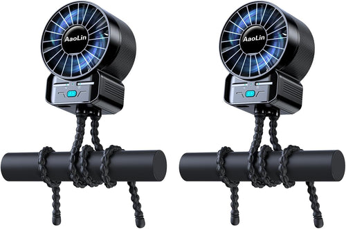 2 Pack Portable Stroller Fan - 4 Speed USB Rechargeable Mini Handheld Fan with Extended Tripod for Travel, Kids, Treadmill, and Golf Cart