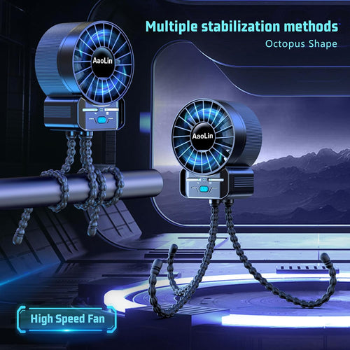 2 Pack Portable Stroller Fan - 4 Speed USB Rechargeable Mini Handheld Fan with Extended Tripod for Travel, Kids, Treadmill, and Golf Cart